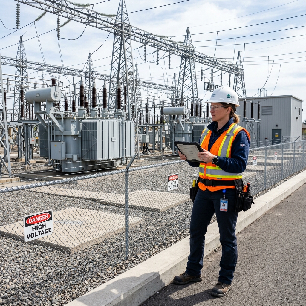 Contrôleur inspectant une installation électrique
