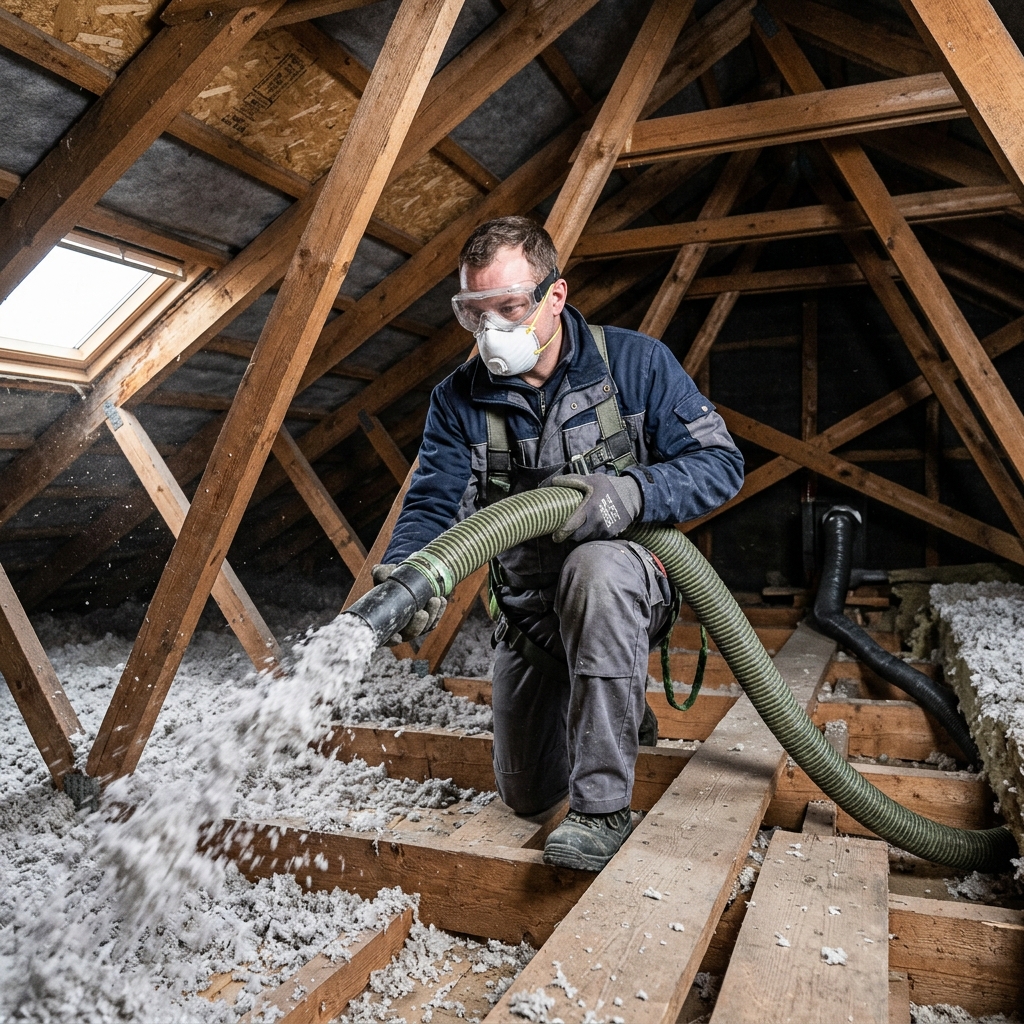 Soufflage d'isolation dans les combles